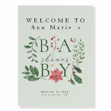 Winter Blooms Classy Botanical Baby Shower Welcome