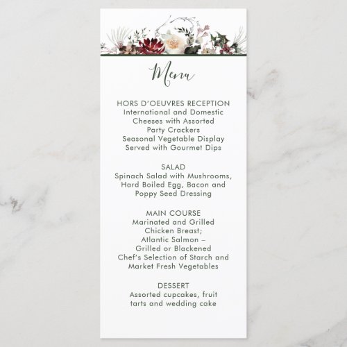 Winter Blooms _ Dark Forest Green _ Wedding  Menu