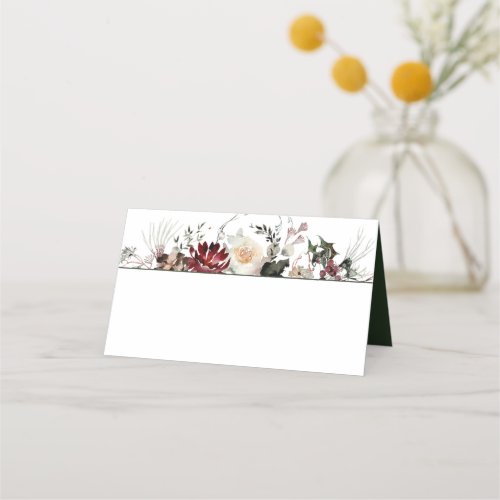Winter Blooms _ Dark Forest Green _ Wedding  Place Card