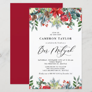 Winter Blooms Floral Bar Mitzvah Invitation