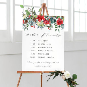 Winter Blooms Garland Wedding Order of Events Poster