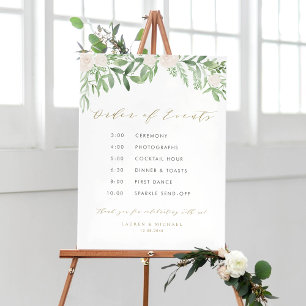 Winter Blooms Garland Wedding Order of Events Poster