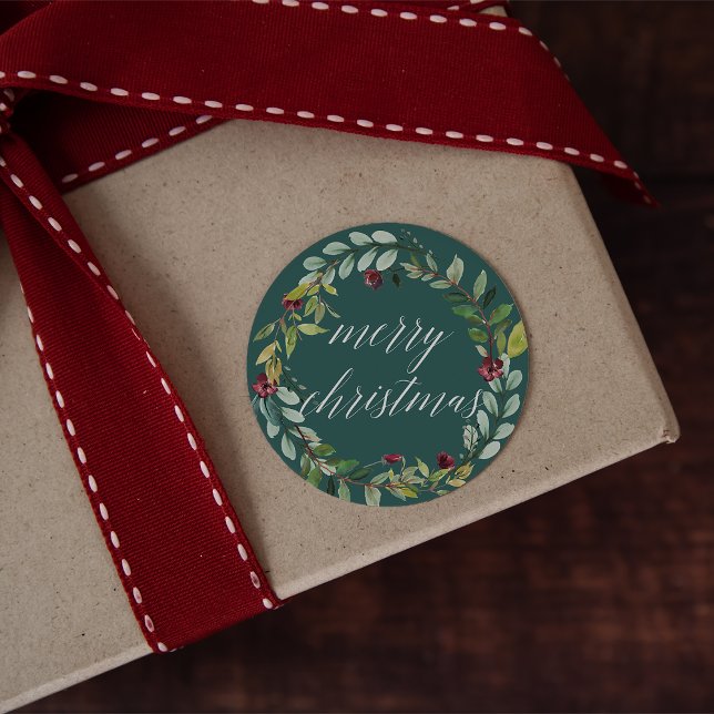 Winter Blooms | Merry Christmas Classic Round Sticker (Creator Uploaded)