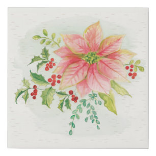 Winter Blooms Pink Blooming Poinsettia Faux Canvas Print