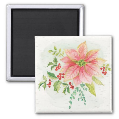 Winter Blooms  Pink Blooming Poinsettia Magnet