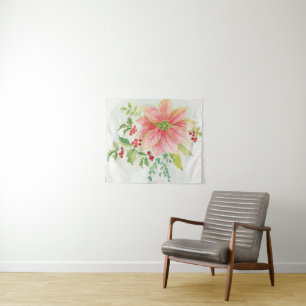 Winter Blooms Pink Blooming Poinsettia Tapestry