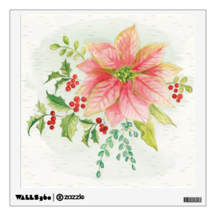 Winter Blooms   Pink Blooming Poinsettia Wall Decal