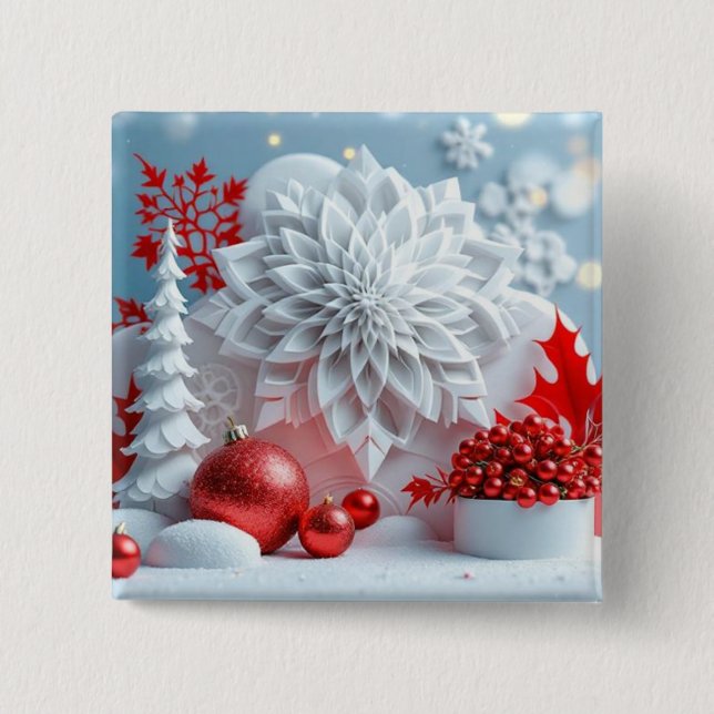 Winter Blossom Composition Button (Front)