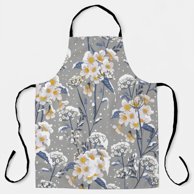 Winter Blossom: Delicate Floral Pattern Apron (Front)