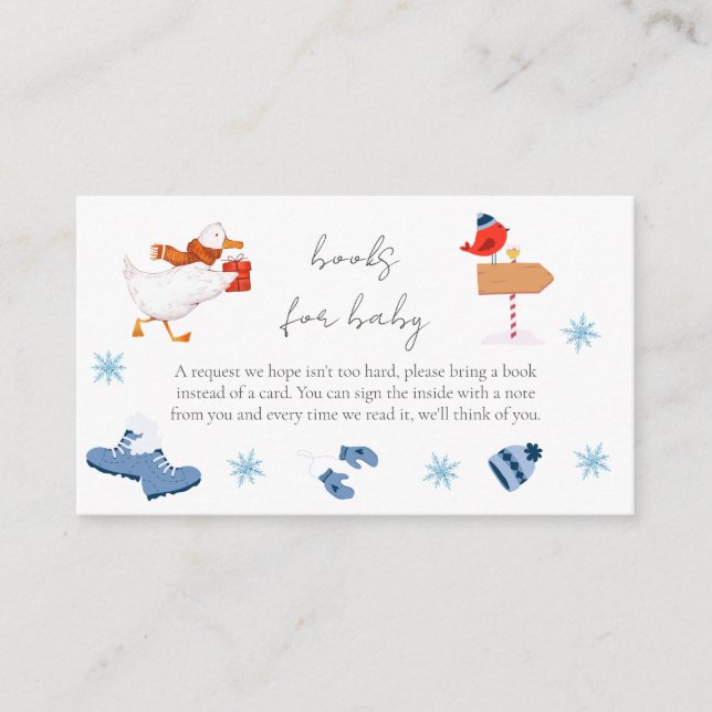 Winter Blue Adventure Begins Baby Shower Enclosure Card (Front)