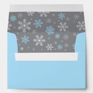 Winter Blue and Gray Snowflake Pattern Envelope