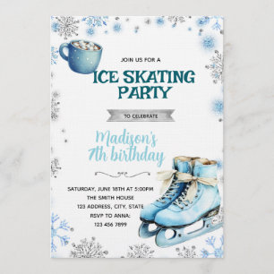 Winter Blue and Silver Skating Invitation