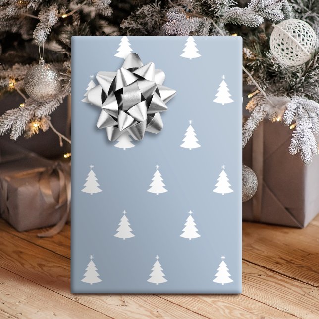 Winter Blue And White Christmas Tree Holiday Wrapping Paper (Winter Blue And White Christmas Tree Holiday Wrapping Paper)