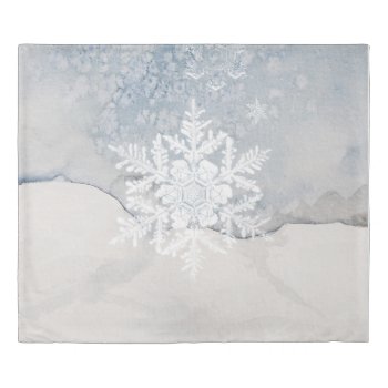 Winter Blue And White  Snowflake Design Duvet Cover by HolidayCreations at Zazzle
