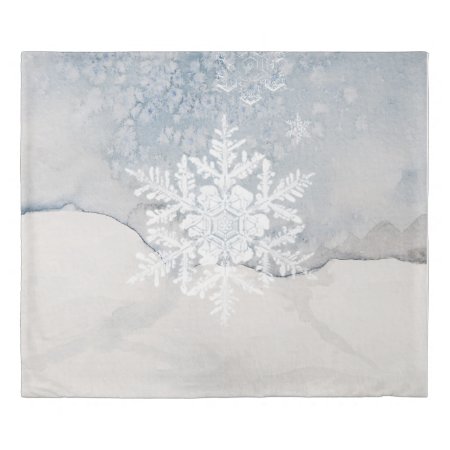 Winter Blue And White, Snowflake Design Duvet Cover