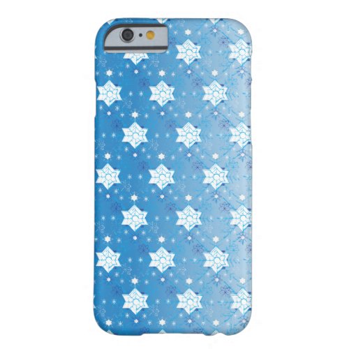 Winter blue and white Snowflakes pattern Barely There iPhone 6 Case