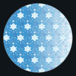 Winter blue and white Snowflakes pattern Classic Round Sticker<br><div class="desc">Modern snowflake pattern in light blue and white. Need more? Check out other holiday designs at my store! Cheers! :)</div>
