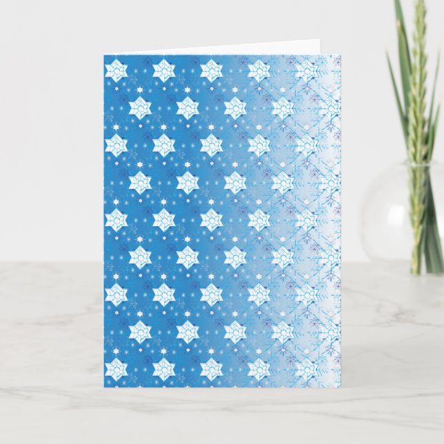 Winter blue and white Snowflakes pattern Holiday Card (Front)
