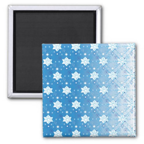 Winter blue and white Snowflakes pattern Magnet
