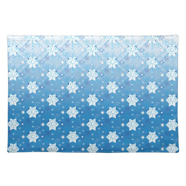 Winter blue and white Snowflakes pattern Placemat (Front)