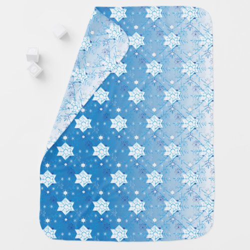 Winter blue and white Snowflakes pattern Receiving Blanket