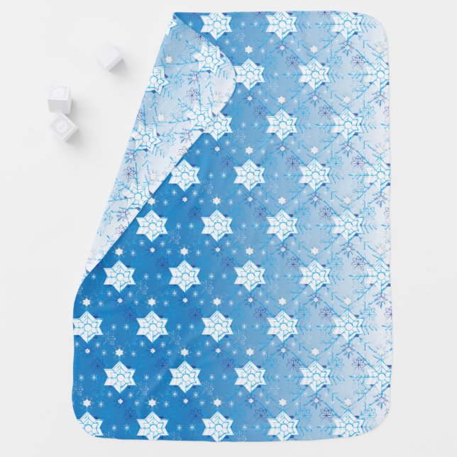 Winter blue and white Snowflakes pattern Receiving Blanket (In Situ)