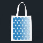 Winter blue and white Snowflakes pattern Reusable Grocery Bag<br><div class="desc">Modern snowflake pattern in light blue and white. Need more? Check out other holiday designs at my store! Cheers! :)</div>