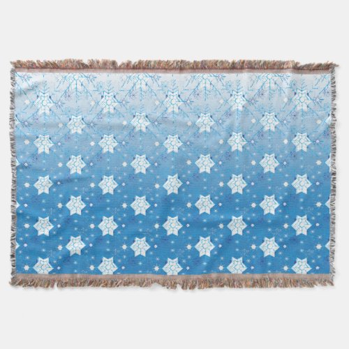 Winter blue and white Snowflakes pattern Throw Blanket