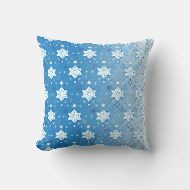 Winter blue and white Snowflakes pattern Throw Pillow (Front)