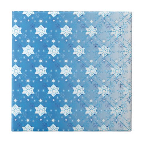 Winter blue and white Snowflakes pattern Tile