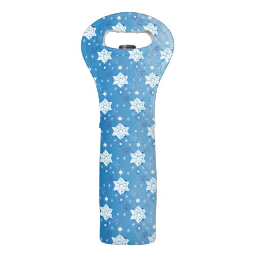 Winter blue and white Snowflakes pattern Wine Bag