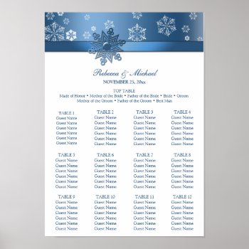 Winter Blue And White Snowflakes Seating Plan Poster by weddingsNthings at Zazzle