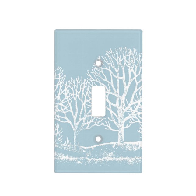 Winter Blue and White trees switchplate cover (Front)