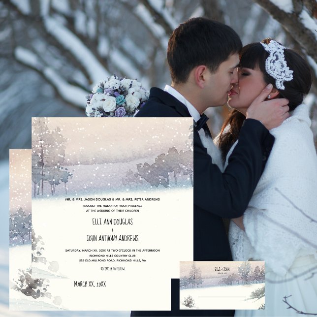Winter Blue and White Wedding Invitation (Creator Uploaded)
