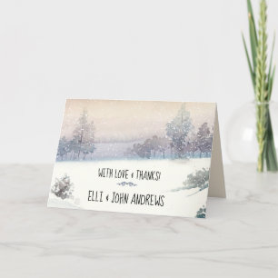Winter Blue and White Wedding Thank You Card