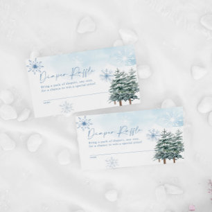 Winter Blue Baby Shower Diaper Raffle Card