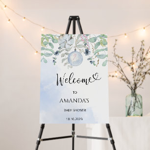 Winter blue baby shower welcome foam board