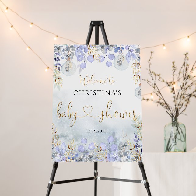Winter blue baby shower welcome foam board (In Situ (Stand))
