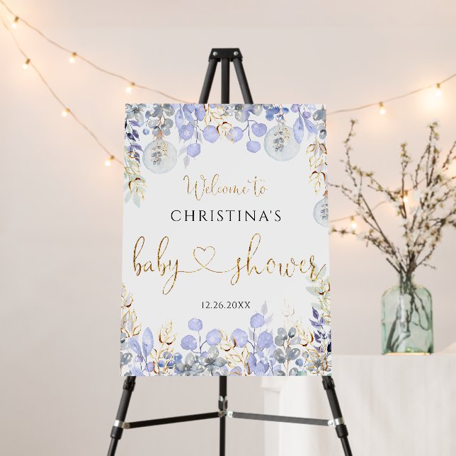 Winter blue baby shower welcome foam board (In Situ (Stand))