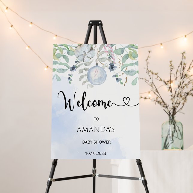 Winter blue baby shower welcome foam board (In Situ (Stand))