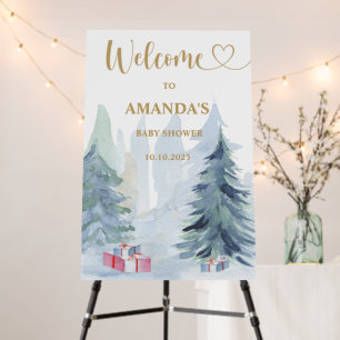 Winter blue baby shower welcome foam board