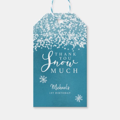 Winter Blue Birthday Party Thank You Snow Much Gift Tags