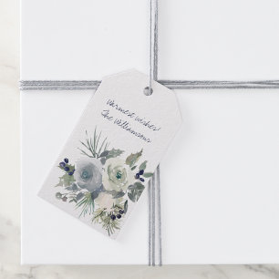 Winter Blue Bouquet Holiday Gift Tags