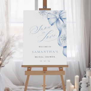 Winter Blue Bow Bridal Shower Welcome Sign