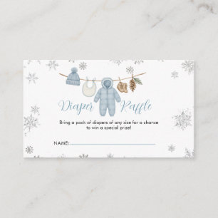 Winter Blue Boy Baby Shower Snow Diaper Raffle Enclosure Card