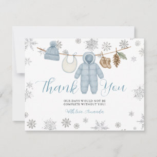 Winter Blue Boy Baby Shower Snowflakes Thank You