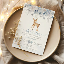 Winter blue boy Oh deer baby shower Invitation