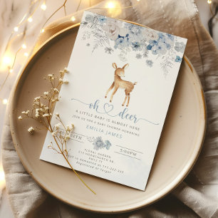 Winter blue boy Oh deer baby shower Invitation