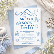 Winter Blue Boy Ski You Soon Baby Shower