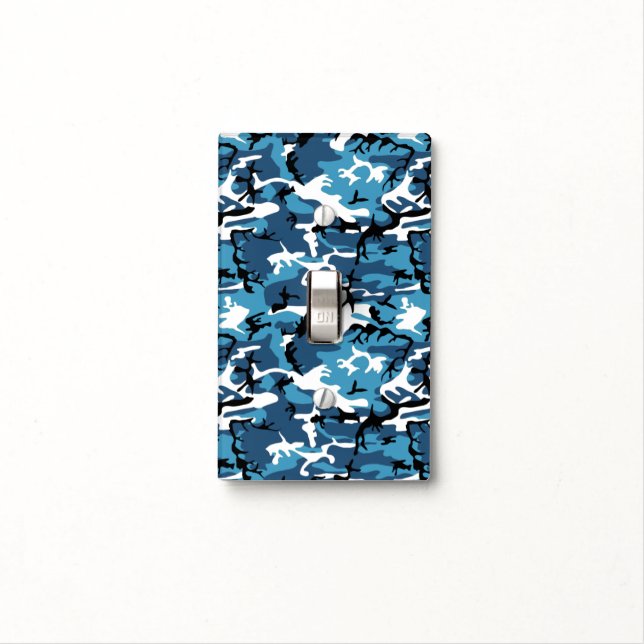 Winter Blue Camo Light Switch Cover (In Situ)